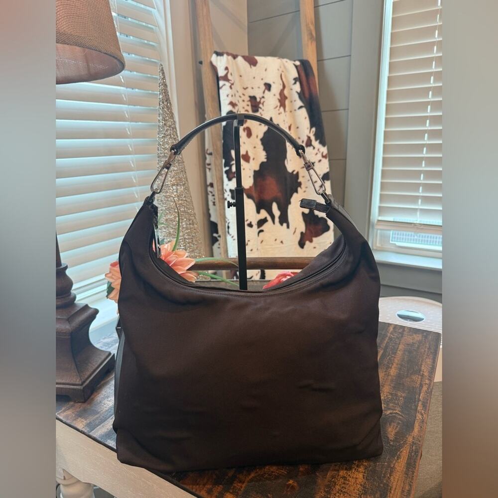 Gucci Vintage Chocolate Canvas & Leather Women's Shoulder Bag 00119558444